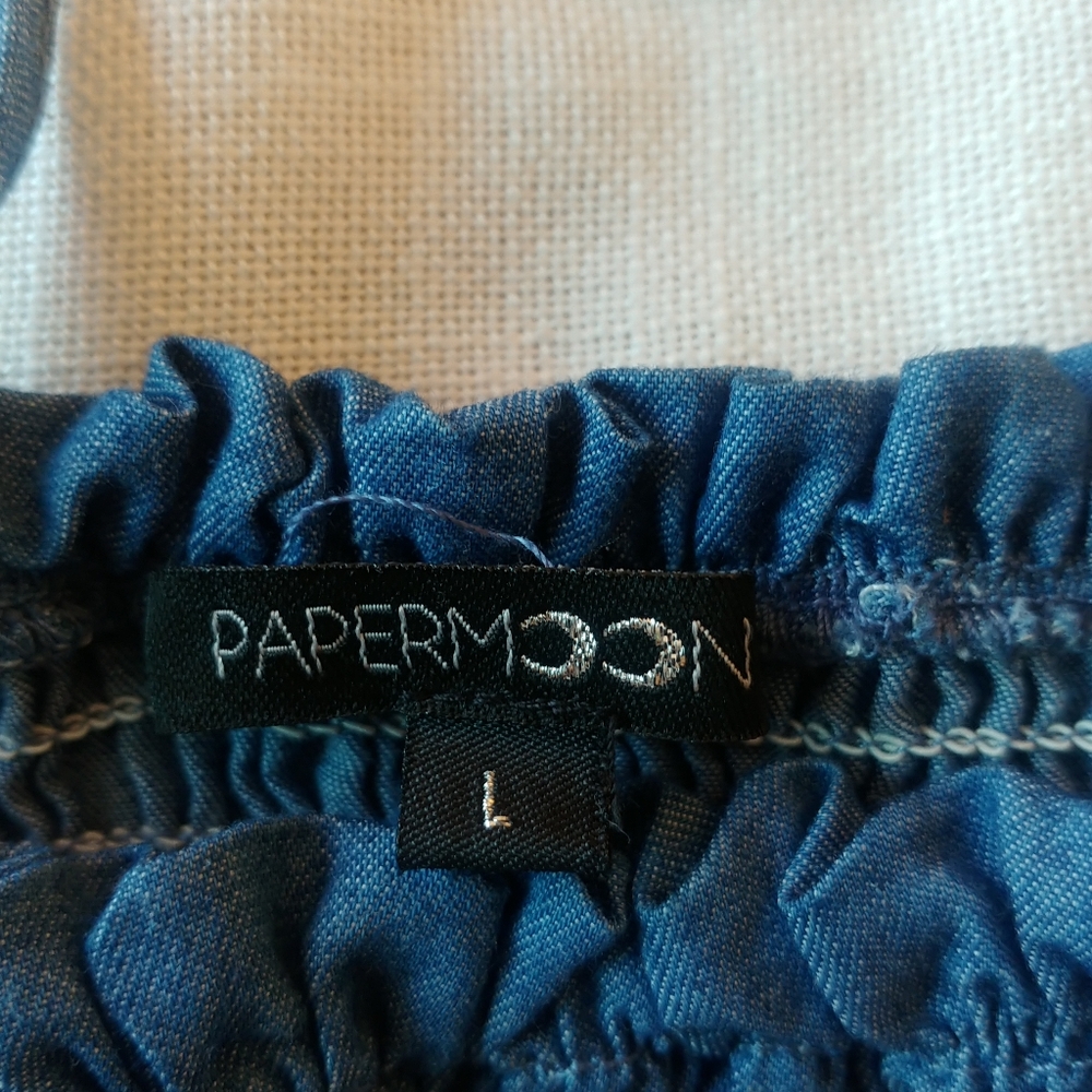 Blue Crop Ruffle Stretch Top - Picture 3 of 5